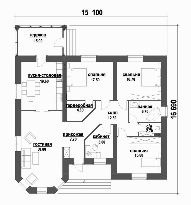 Саския Вестер, проекты одноэтажных домов с 3я спальнями 100-130кв низкой