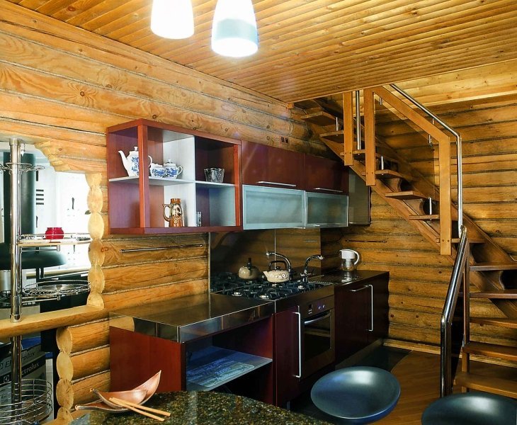 Современный дизайн в деревянном доме