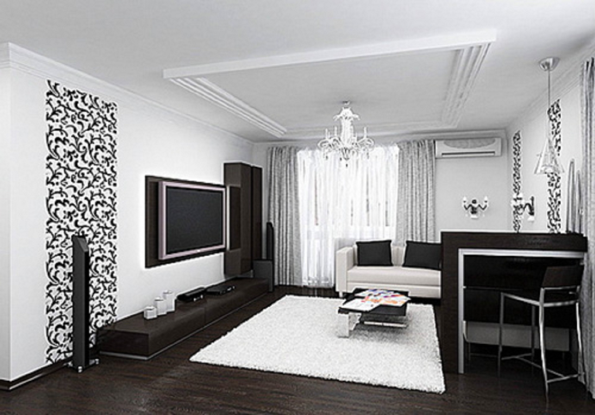 Дизайн интерьера в черно белом цвете