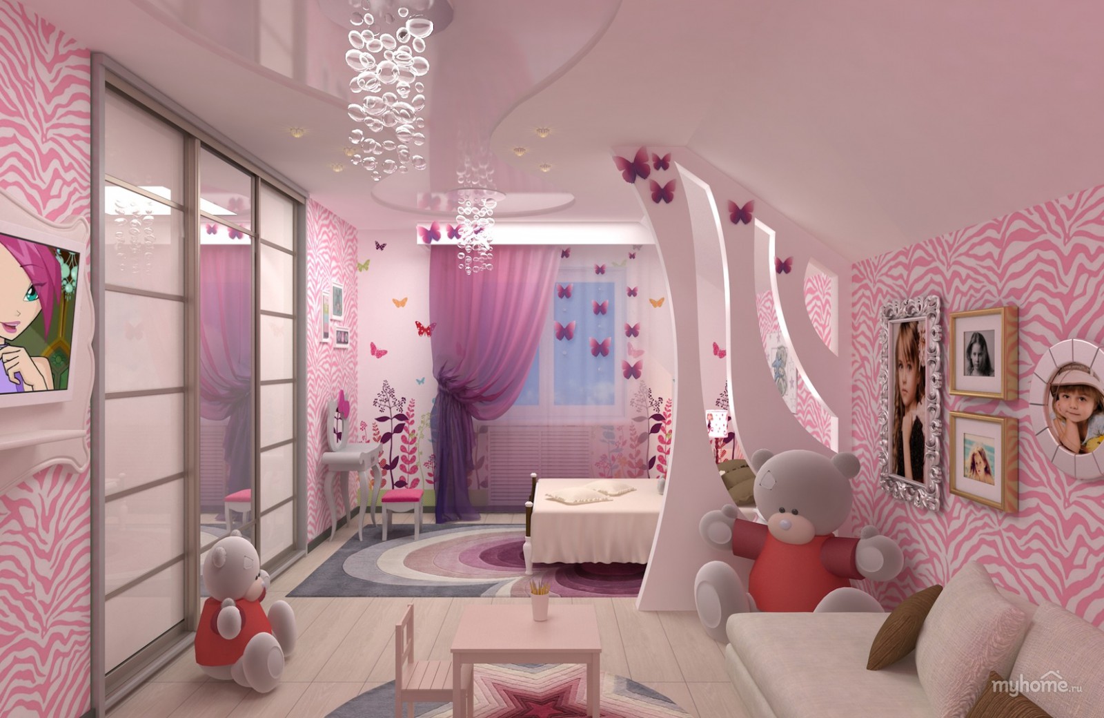 Интерьер квартиры в розовых тонах