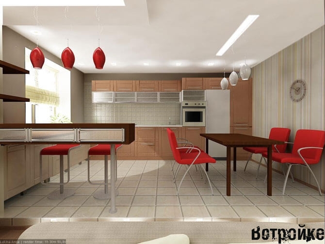 Дизайн гостиной с кухней классика