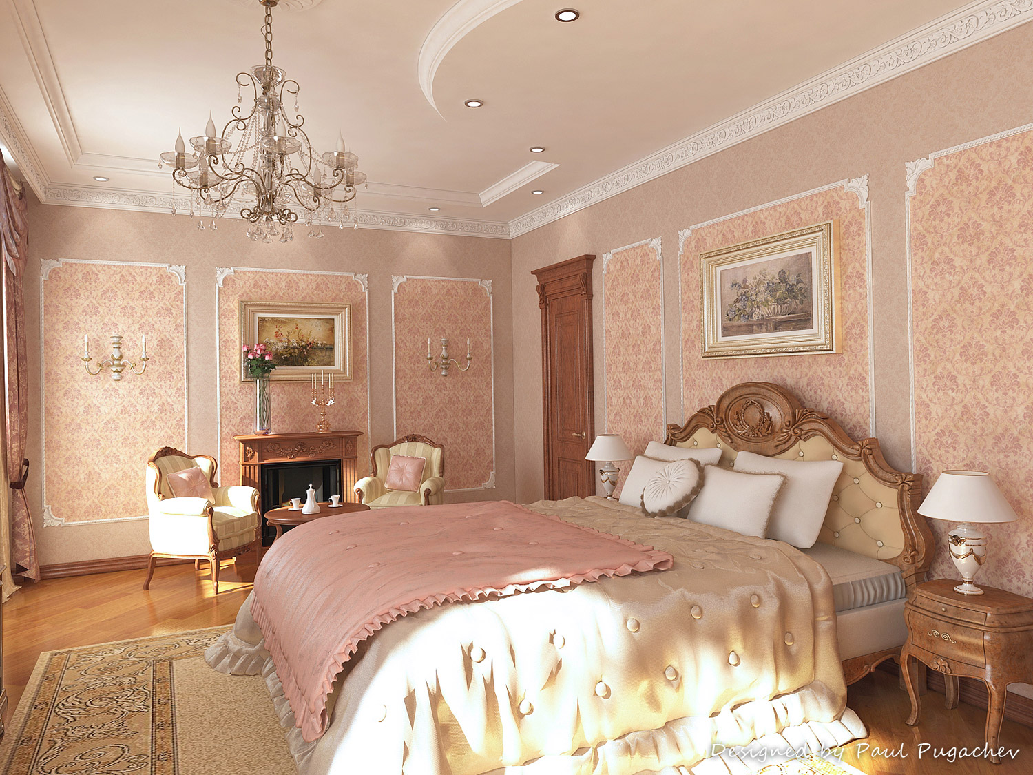 Мебель для спальни в классическом стиле светлая