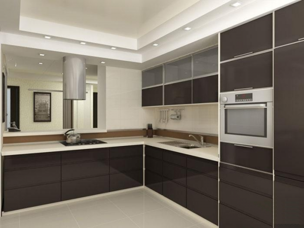 Дизайн кухни с коричневыми стенами