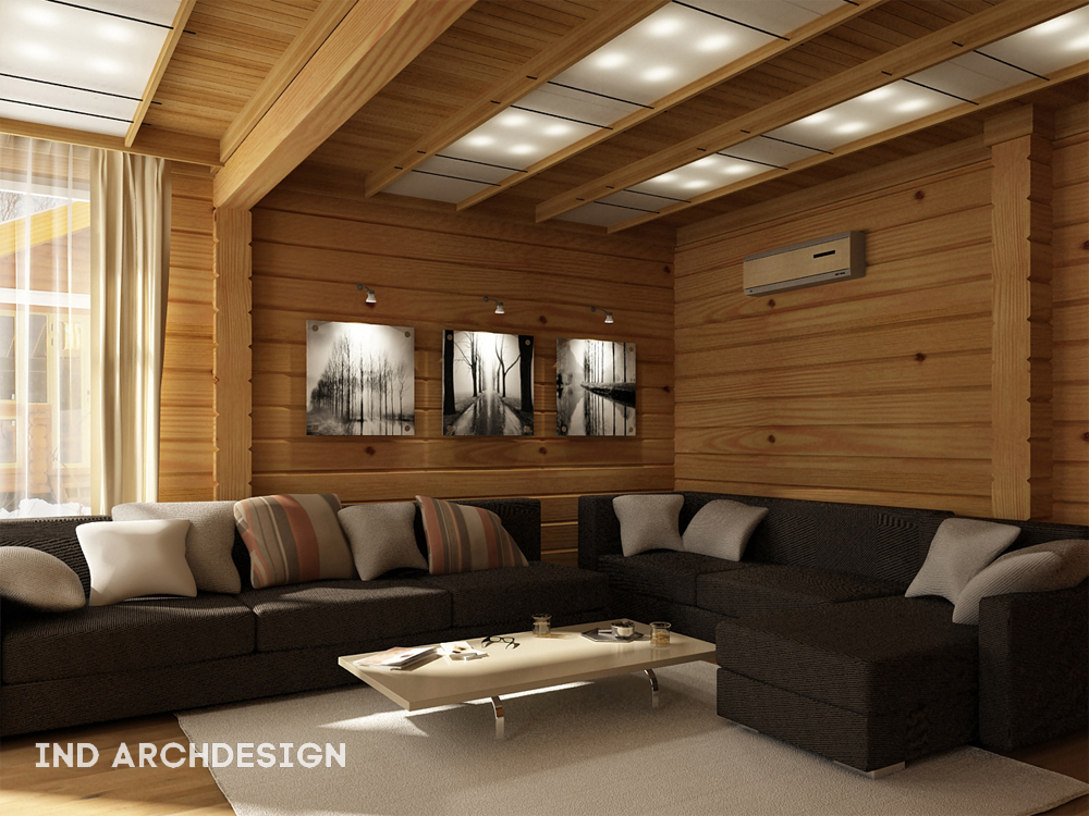 Проект дизайна интерьера дома из клееного бруса