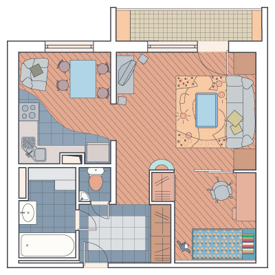 Дизайн однокомнатной квартиры с перепланировкой в двухкомнатную