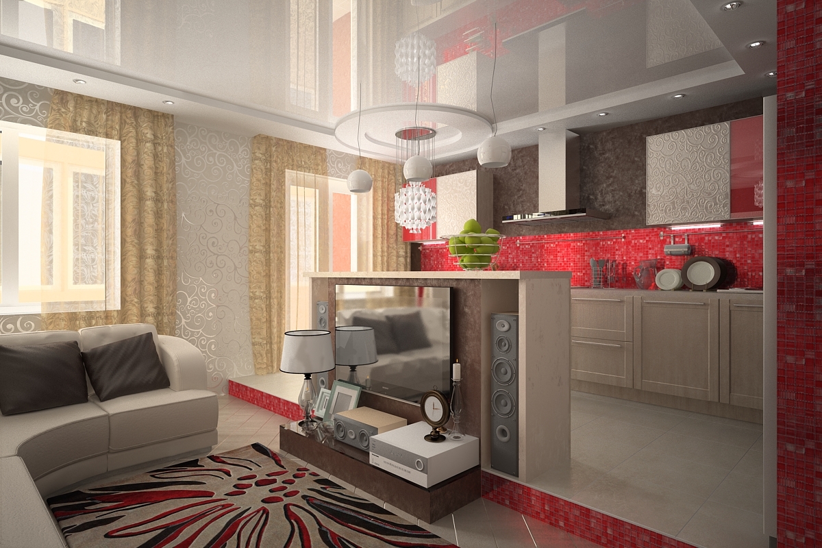 Дизайн квартиры студии с кухней