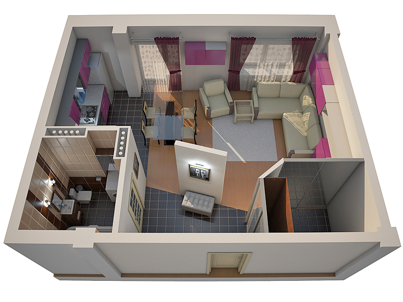 Дизайн-проекты для однокомнатных квартир площадью 54 кв.м.