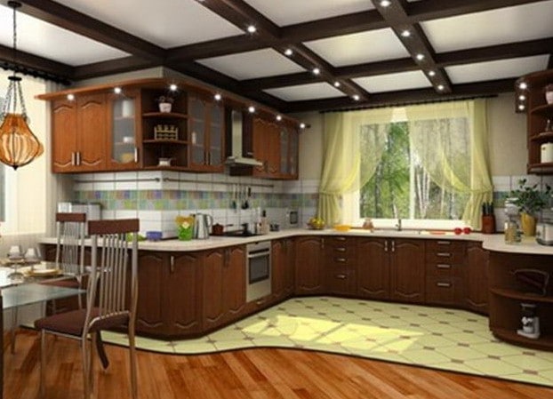 Интерьер кухни в частном доме в современном стиле в светлых тонах фото