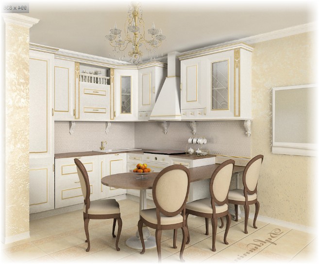 Кухня зал в классическом стиле