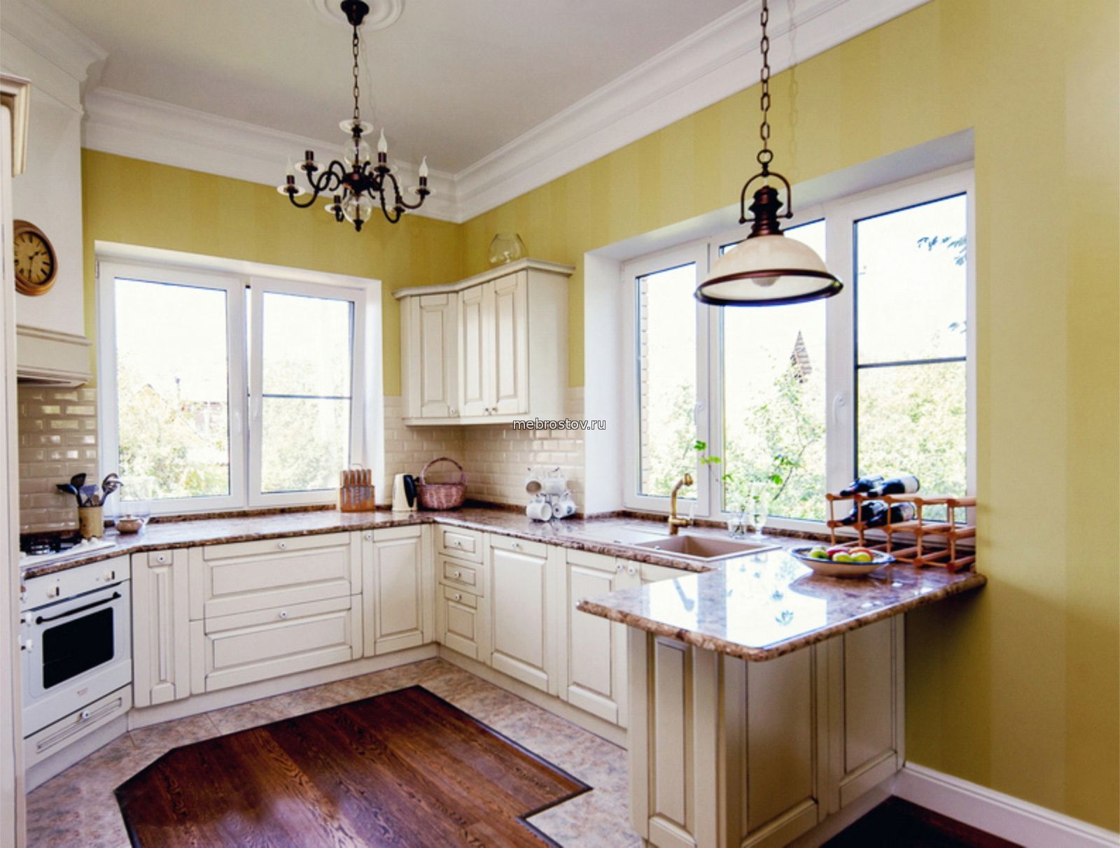 Дизайн кухни в частном доме с двумя окнами » Современный дизайн на Vip .
