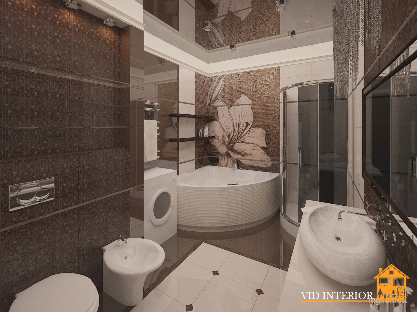 Дизайн ванной комнаты коричневый цвет фото
