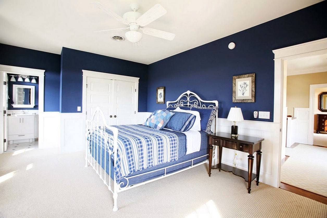 Дизайн спальни в синем тоне