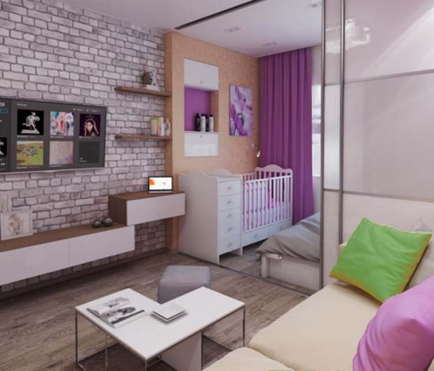 Дизайн 2х комнатной квартиры для семьи с ребенком