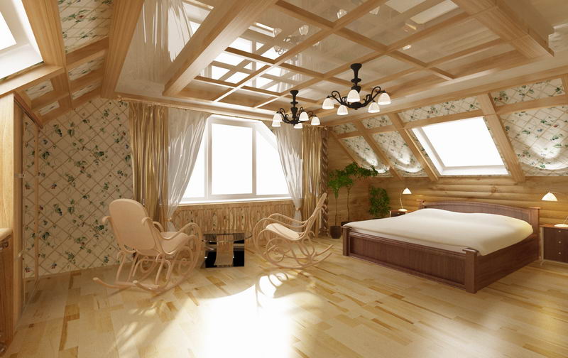 Комната под крышей на даче дизайн