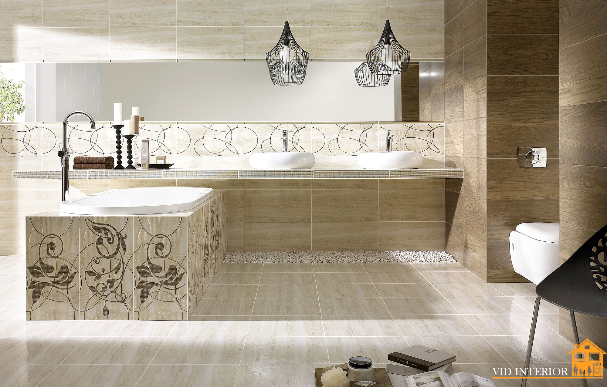 Дизайн из керамической плитки ванной
