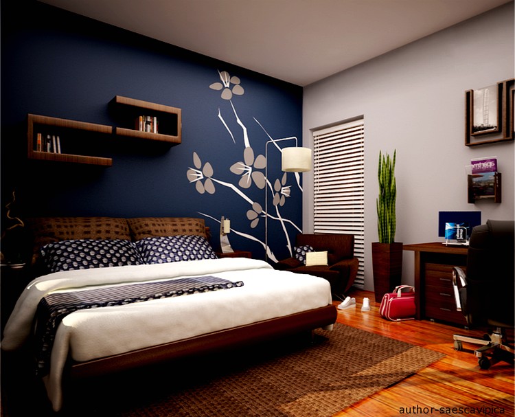 Дизайн спальни в синем тоне