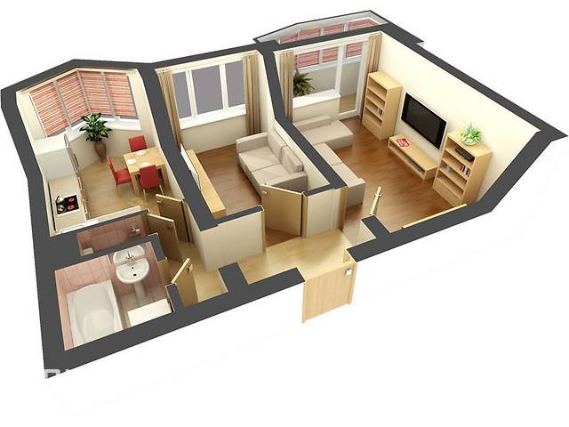Дизайн проект малогабаритной двухкомнатной квартиры