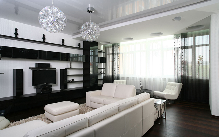 Черно белый дизайн гостинной фото » Современный дизайн на Vip-1gl