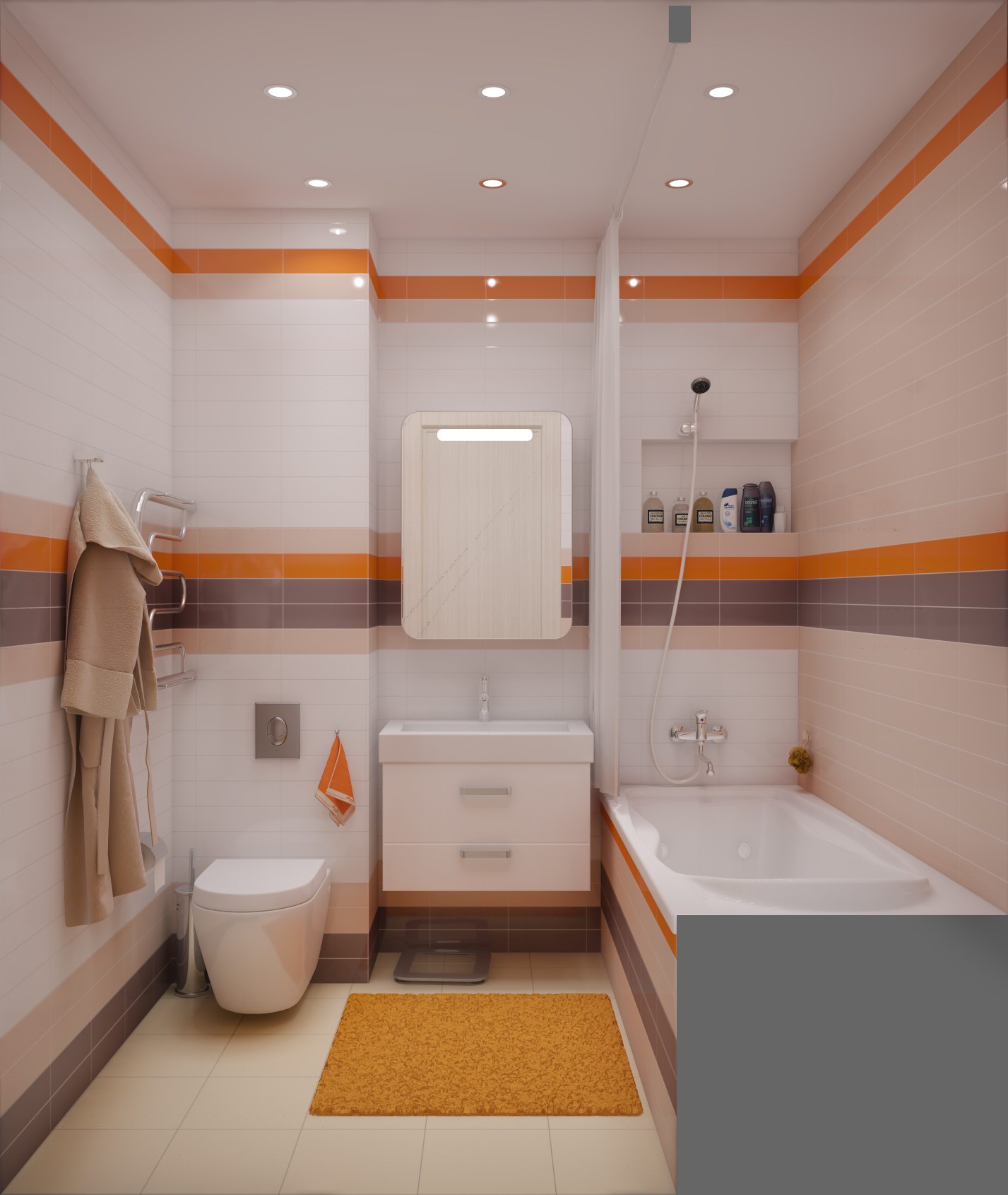 Ванная комната с перегородкой от туалета дизайн