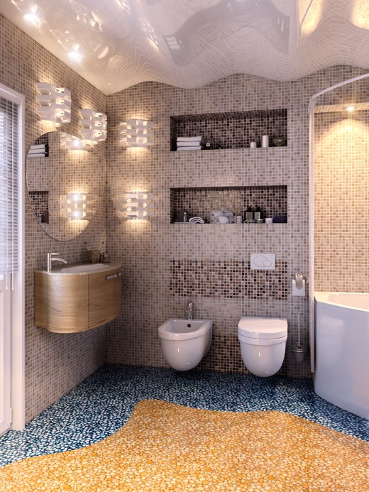 Дизайн ванны с мозаикой в хрущевке