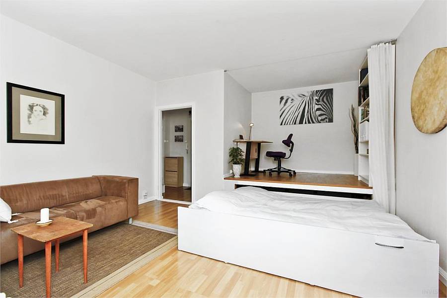 Дизайн однокомнатной квартиры с нишей для кровати современные идеи фото