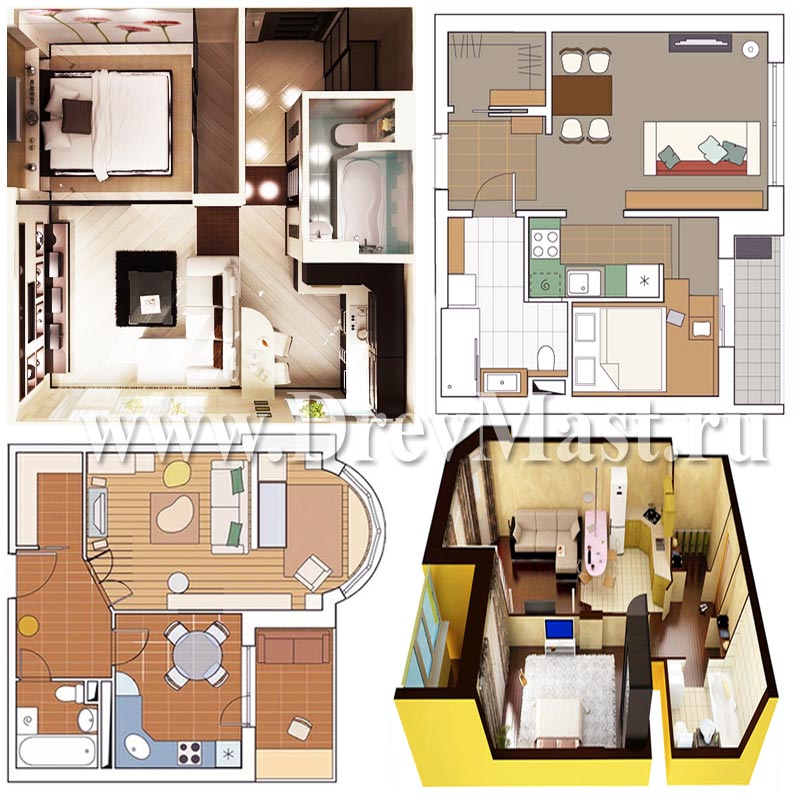 Дизайн однокомнатной квартиры с перепланировкой в двухкомнатную
