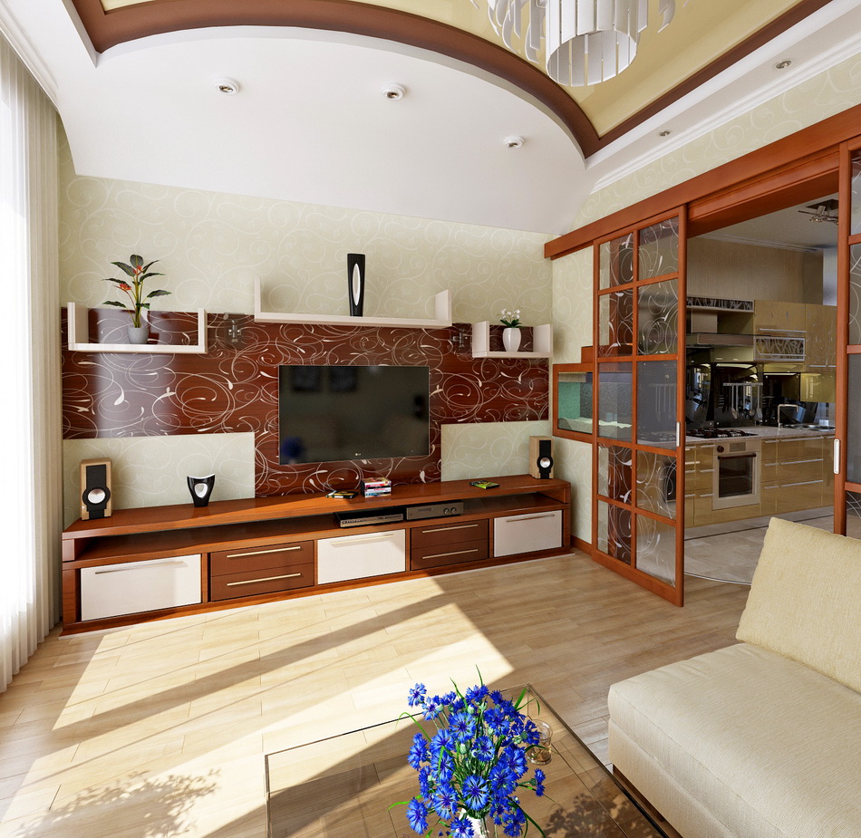 Дизайн интерьера совмещенной гостиной и кухни в доме