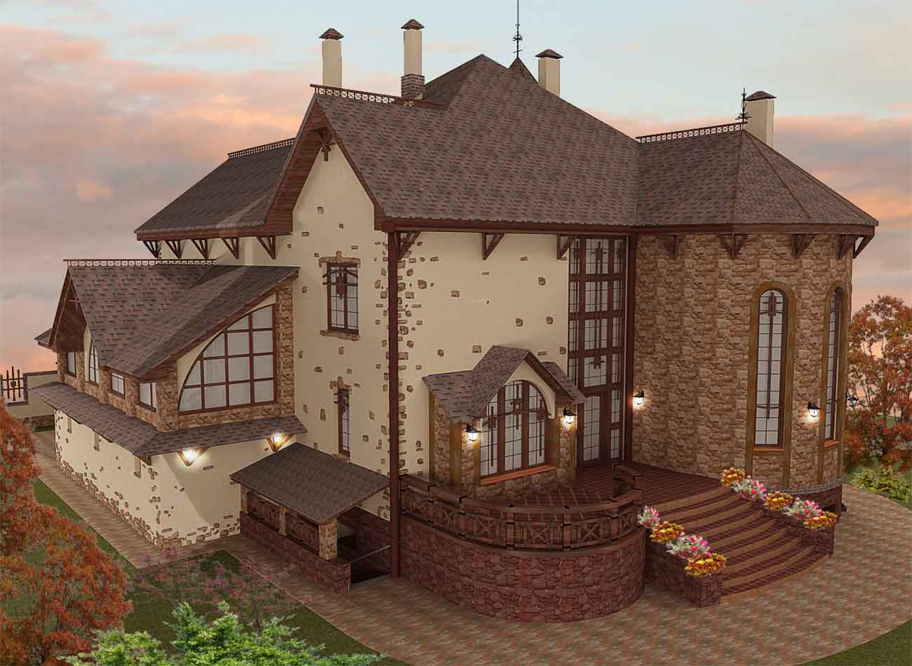 Дизайн фасада частного двухэтажного дома