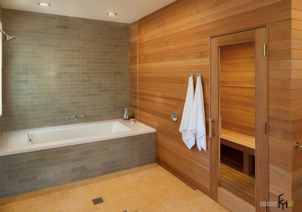дизайн ванной комнаты в бане