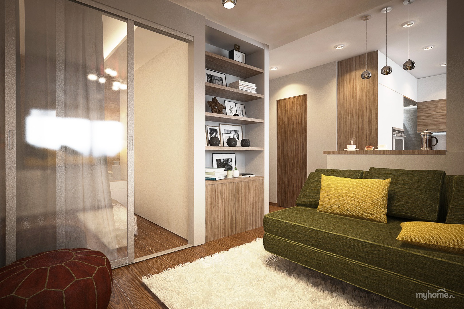 Дизайн 1 комнатной квартиры 40 кв м фото интерьера
