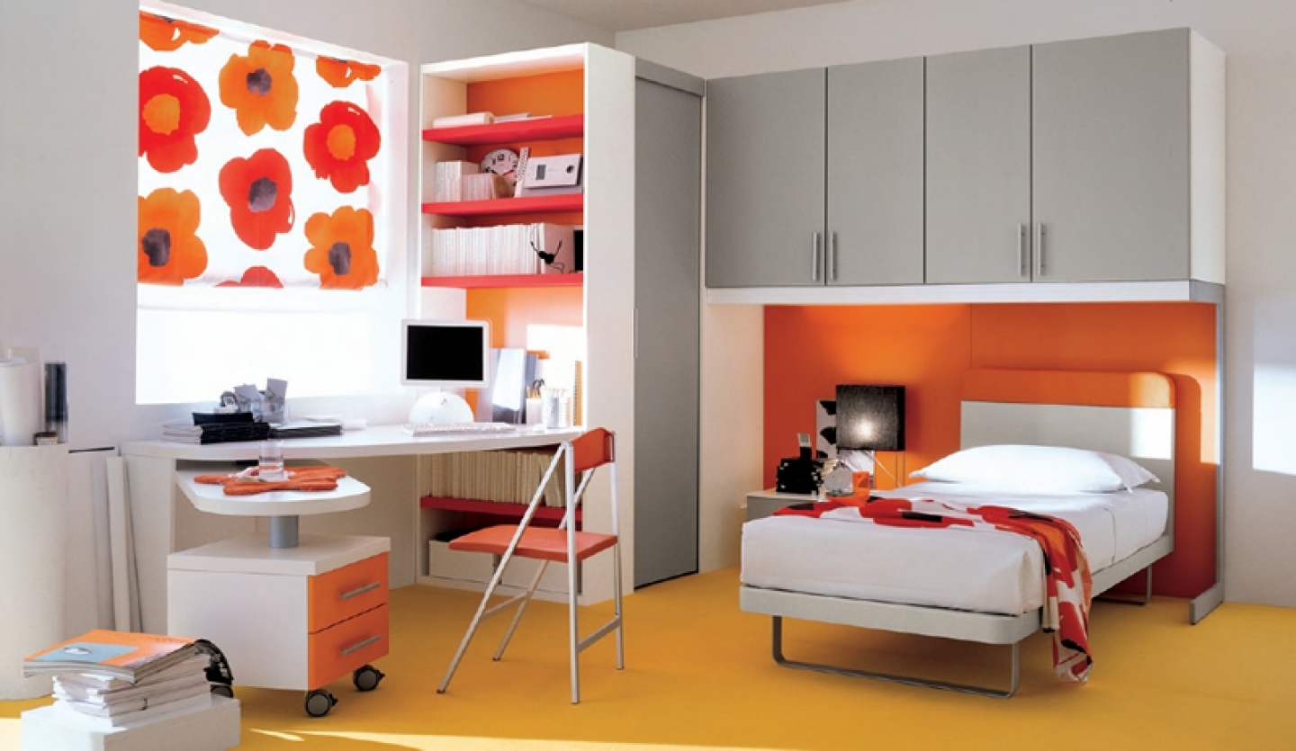 детская мебель оранжевая с белым