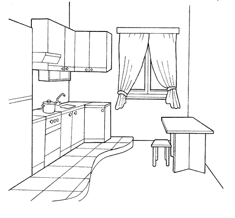 Интерьер комнаты рисунок простой (74 фото)