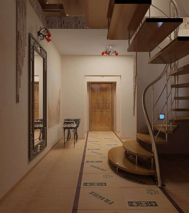 Дизайн прихожей комнаты с лестницей