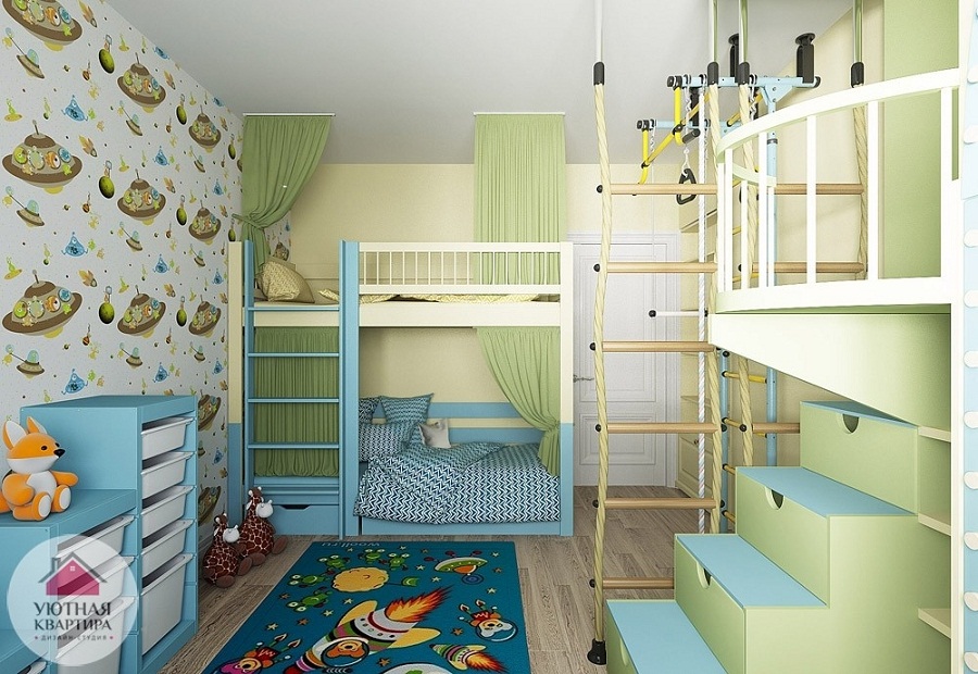 Планировки детских комнат на двоих