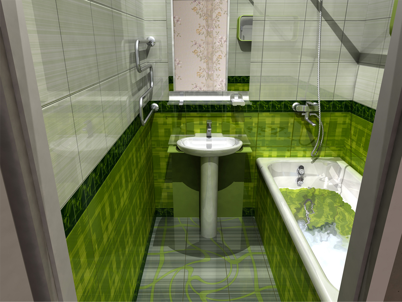 Дизайн маленькой ванной комнаты фото без туалета. Небольшие Ванные комнаты. Интерьер маленькой ванной. Ванная в зеленых тонах. Ванная в малогабаритной квартире.