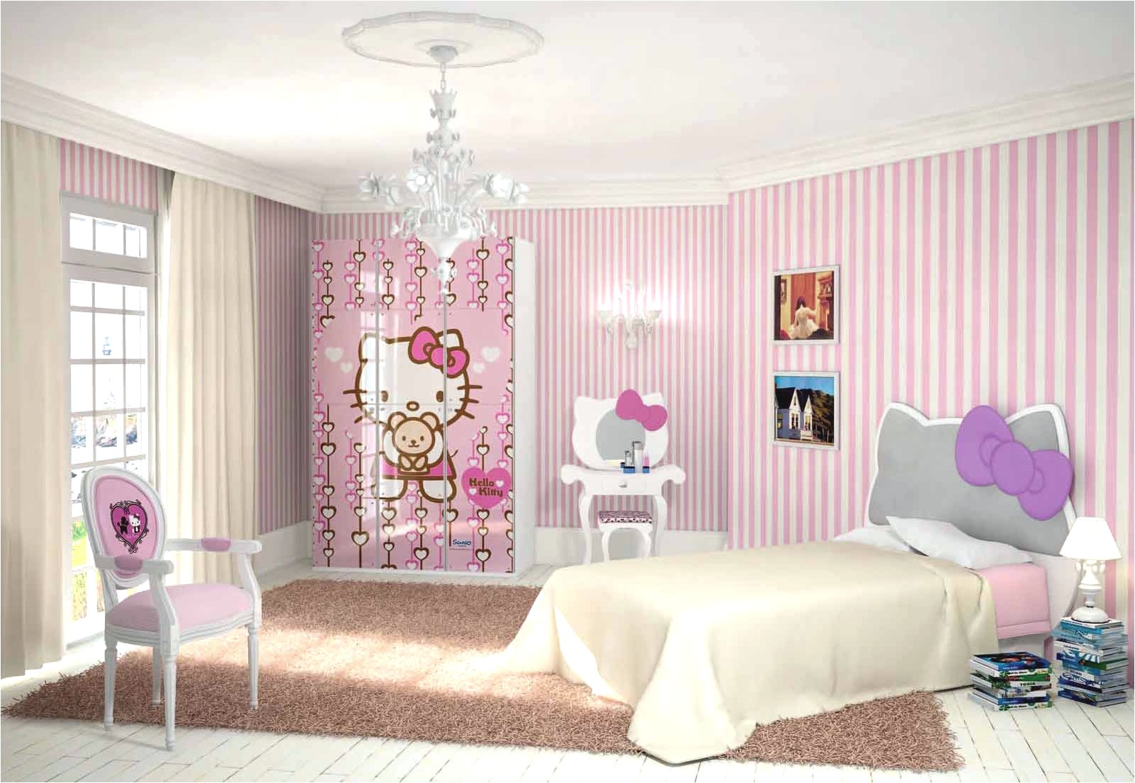 Обои для девочек 2024. Детская комната Хеллоу Китти. Розовая комната Хеллоу Китти. Комната Хелло Китти для девочки. Хелло Китти розовая.