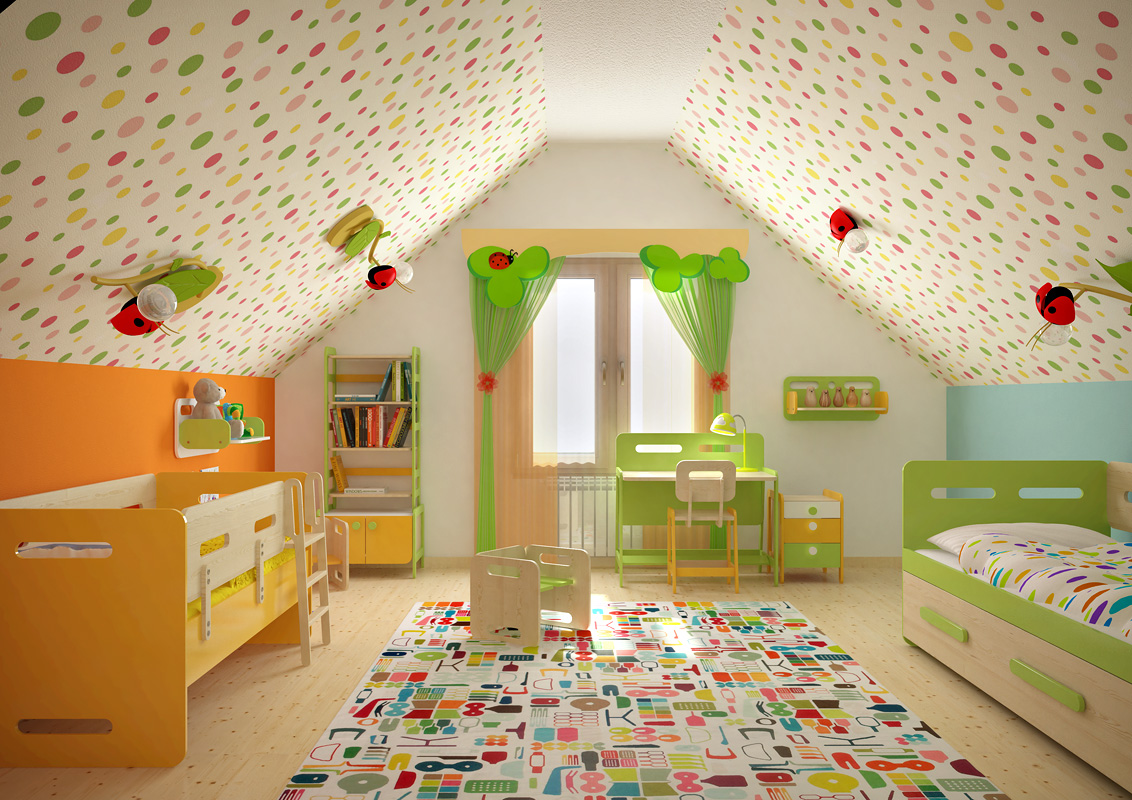 Детская комната для двоих разнополых 12 кв м прямоугольная комната дизайн