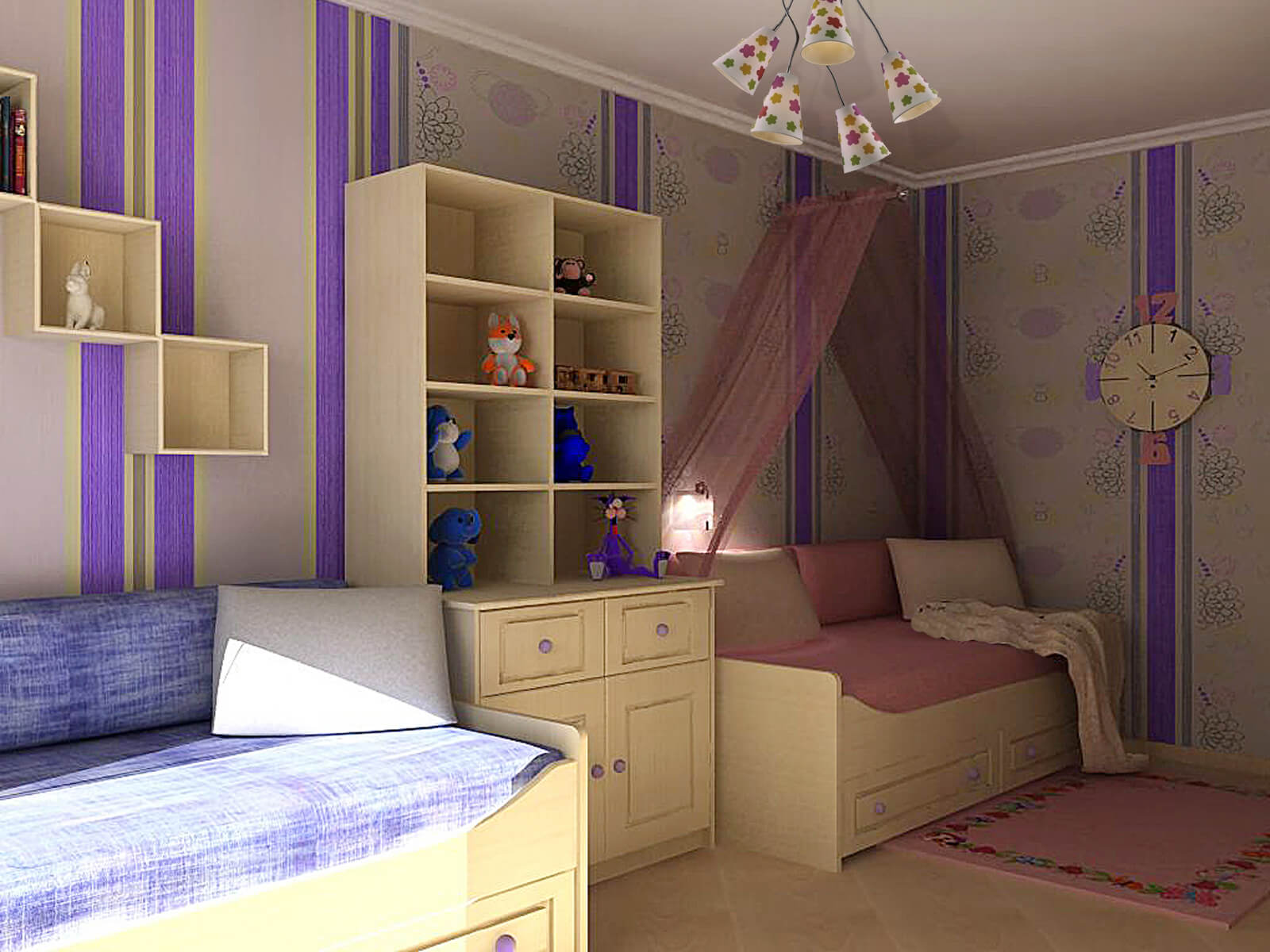Современный дизайн детской комнаты для разнополых детей