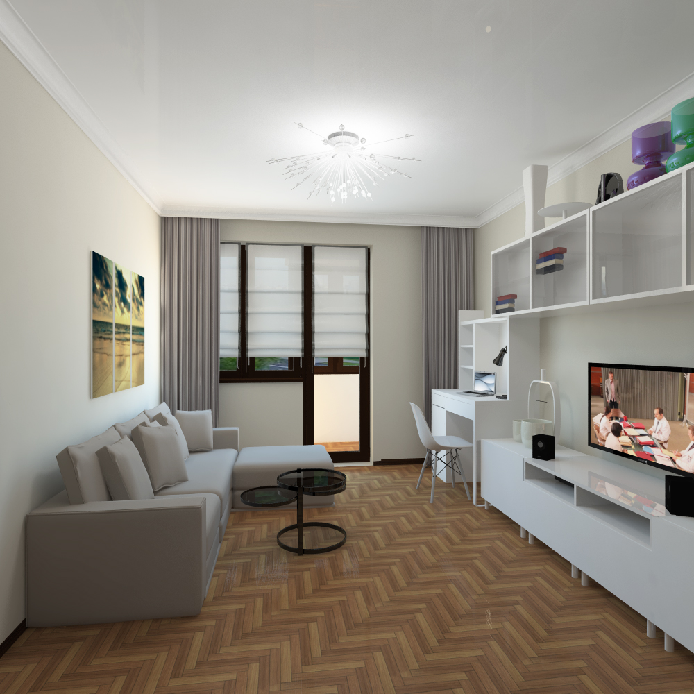 мебель для жилой комнаты в однокомнатной квартире
