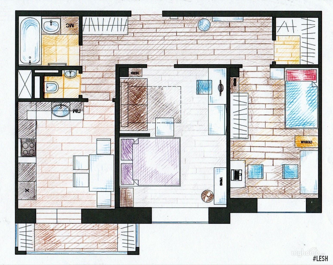 Примеры дизайна двухкомнатной квартиры 60 кв м