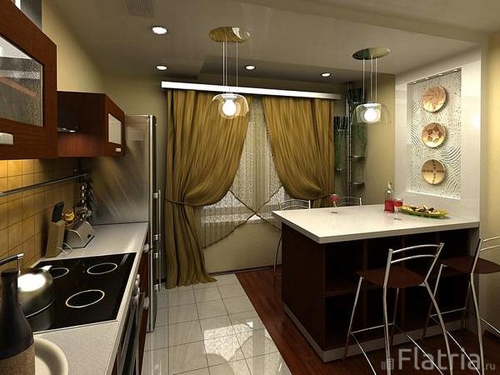 Дизайн на кухни в трехкомнатной квартире