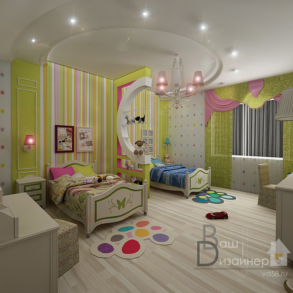 Дизайн детской комнаты на 2 детей