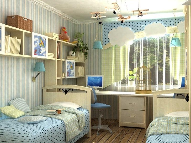 детская комната на двоих разнополых детей фото