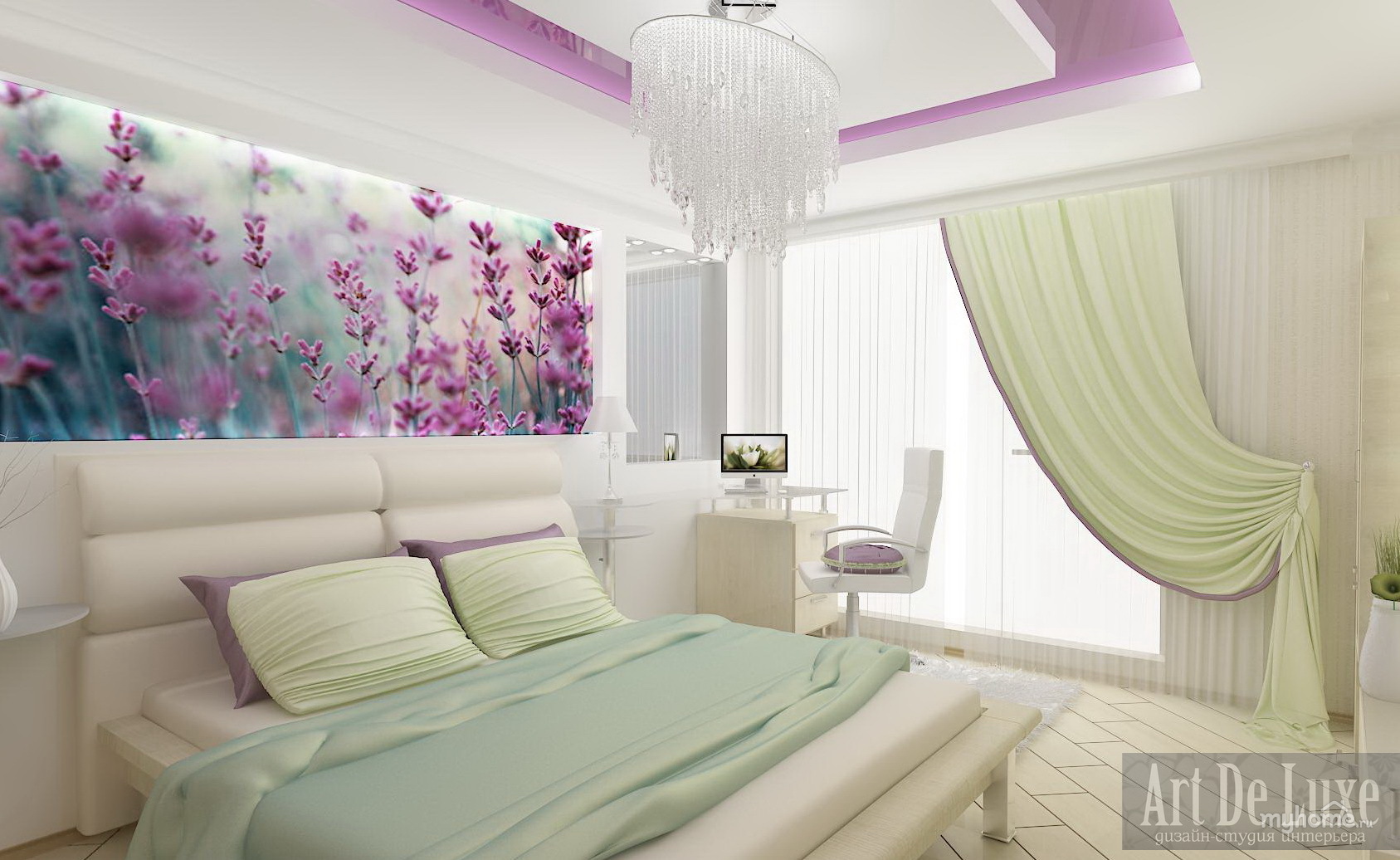Современный дизайн спальни в светлых тонах фото с обоями стиль