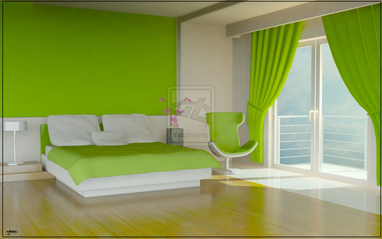 Серо зеленый дизайн комнаты