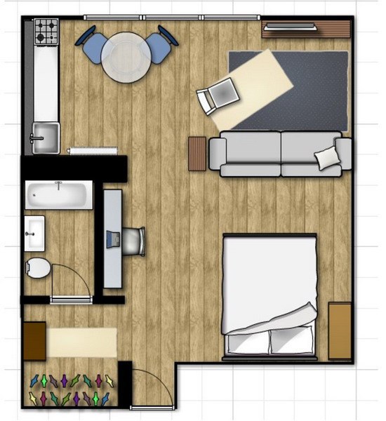 Дизайн для однокомнатной квартиры 33 кв м